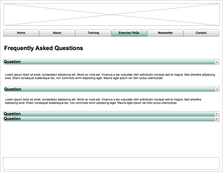 ExerciseFAQs Page Wireframe
